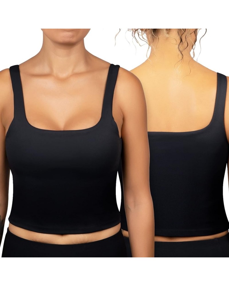 GraciousU Square Neck Camisole for Women with Built-in Bra – Padded Tank Top/Longline Sports Bra–Stretchy,Removable Padding B...